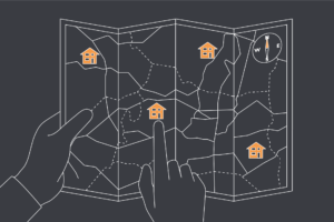 Illustration of north London postcodes on a map